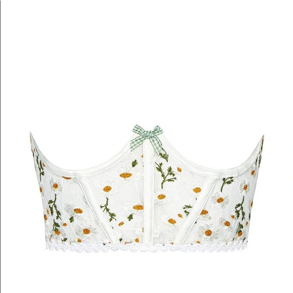 For Love And Lemons Tossed Daisy Corset Small Ivory White NEW - Picture 3 of 8